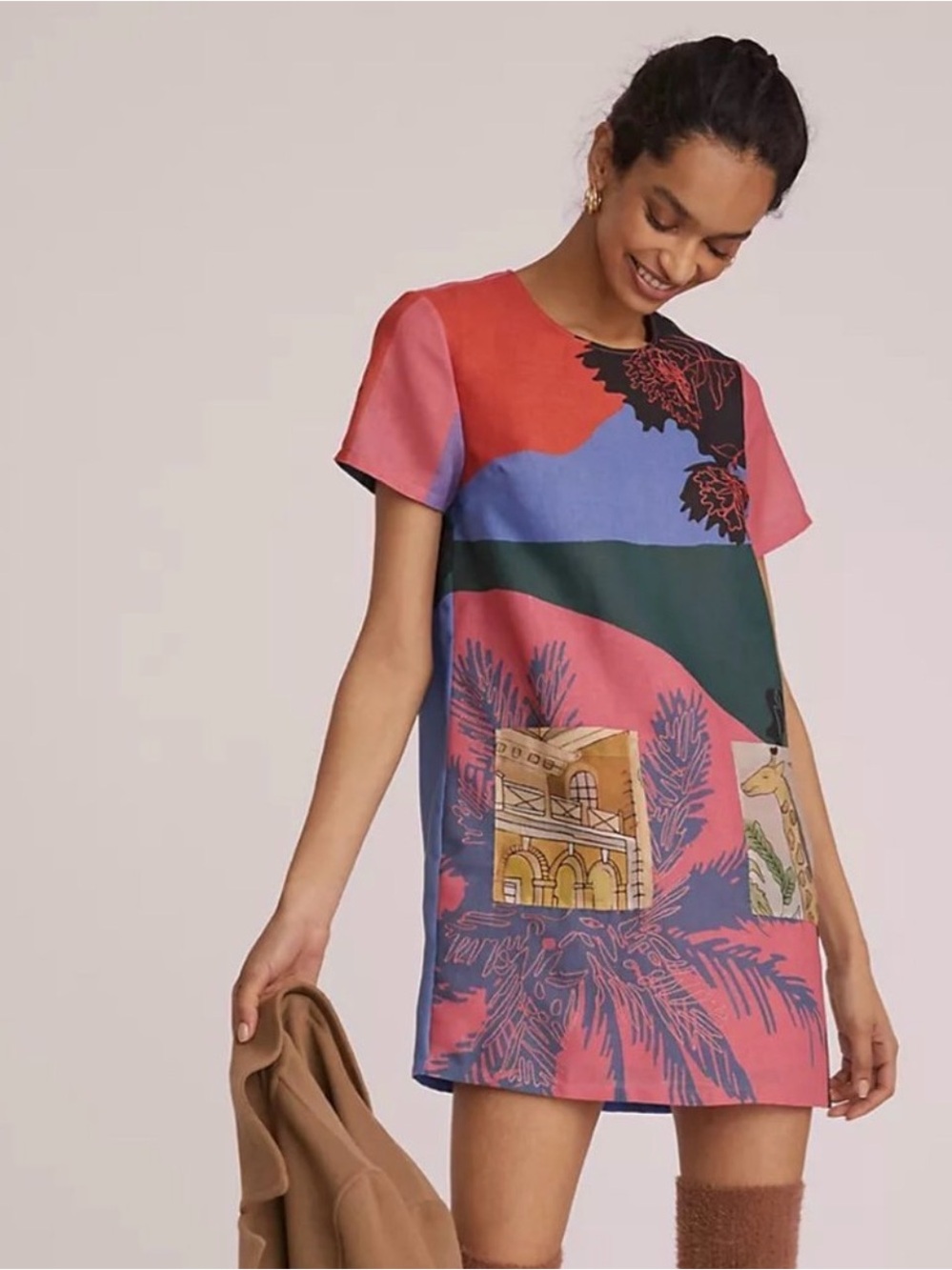 Anthropologie Geisha Designs embroidered color block dress Large
